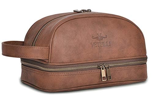 Vetell Vetell Classic Leather Travel Toiletry Bag and Dopp Kit
