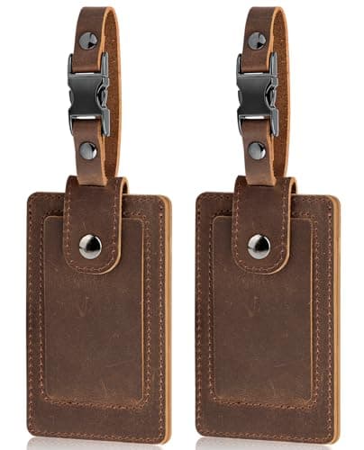Teskyer Teskyer Premium Genuine Leather Luggage Tags, 2-Pack