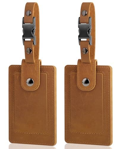Teskyer Teskyer Premium Genuine Leather Luggage Tags, 2-Pack