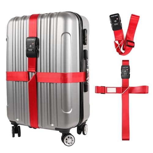 Travel Inspira Travel Inspira TSA Long Luggage Cross Straps, High-Visibility Red